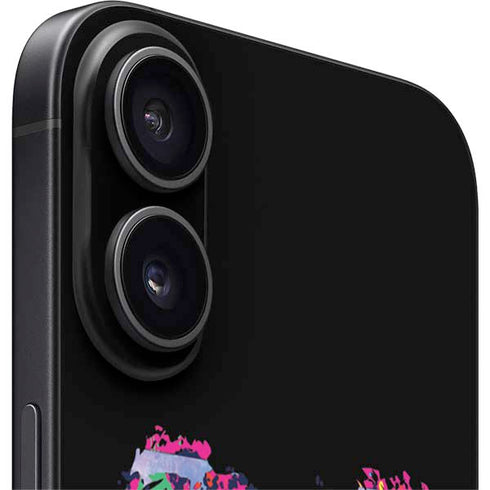 Liquid Blue Neon Skull with Glasses iPhone 16 Plus Skin